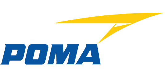Le logo de Poma, acteur majeur dans les infrastructures de transport par câble, illustre l’innovation et l’ingénierie au service des solutions de mobilité.