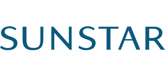 Le logo de Sunstar reflète l'engagement de la marque pour la santé et le bien-être, avec une représentation visuelle moderne et dynamique des solutions de soins bucco-dentaires.