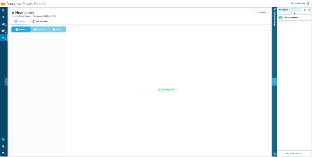 Interface du Wizard BI Smart Repository montrant l'objet BW déposé pour analyse.