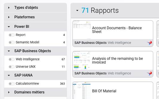 Screenshot showing dynamic filters grouped by connector in BI Smart Repository 6.2 for improved readability.