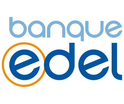 Le logo de la Banque Edel incarne la confiance et l'engagement financier, avec un design épuré qui illustre son rôle clé de partenaire stratégique auprès des entreprises et du commerce.